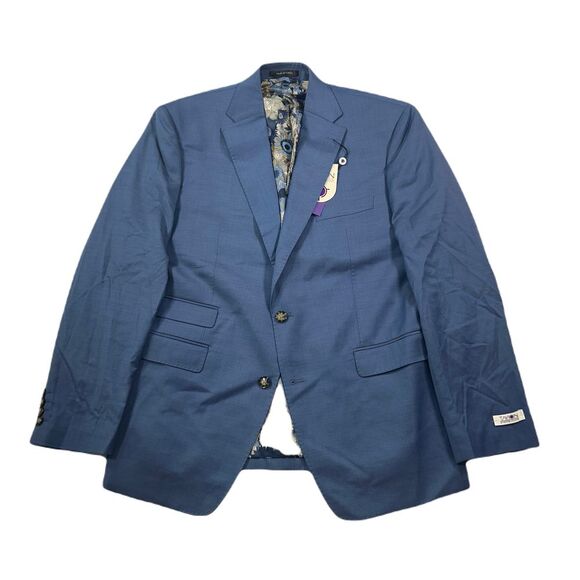 Tayion Collection Wool Suit Jacket Mens‎ 40R 40 Blue Solid Classic-Fit $360 NEW